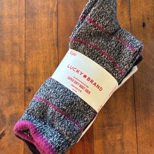 Lucky Brand Cozy Boot Socks - Black and Pink